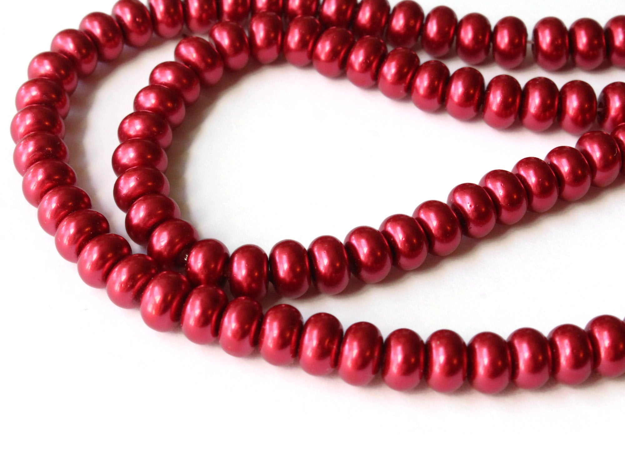 90 6mm Red Rondelle Glass Pearl Beads by Smileyboy Beads | Michaels