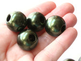 10 20mm Large Hole Pearls Forest Green Pearl Beads European Beads Plastic Pearl Beads Round Pearl Beads Plastic Beads Acrylic Beads