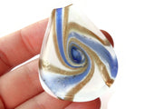 Blue Gold and White Spiral Foil Glass Pendant Spoon Pendant Jewelry Making Beading Supplies