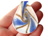 Blue Gold and White Spiral Foil Glass Pendant Spoon Pendant Jewelry Making Beading Supplies