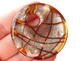 50mm Brown Donut Pendant with Black and Gold Glass Pendant Jewelry Making Beading Supplies Pendant with Lines and Spots Focal Bead