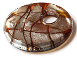 50mm Brown Donut Pendant with Black and Gold Glass Pendant Jewelry Making Beading Supplies Pendant with Lines and Spots Focal Bead