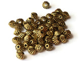 50 4mm Antique Golden Bicone Beads Fluted Beads Ridged Beads Jewelry Making Beading Supplies Loose Beads Lead Free Spacer Beads