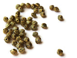 50 4mm Antique Golden Bicone Beads Fluted Beads Ridged Beads Jewelry Making Beading Supplies Loose Beads Lead Free Spacer Beads