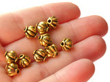 10 8mm Antique Golden Round Beads with Rim Fluted Beads Ridged Beads Jewelry Making Beading Supplies Loose Beads Lead Free Spacer Beads