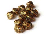 12 6.5mm Antique Golden Patterned Bicone Beads Polka Dot Beads Jewelry Making Beading Supplies Loose Beads Lead Free Spacer Beads