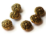 6 12mm Antique Golden Patterned Coin Beads with Rim Beads Jewelry Making Beading Supplies Loose Beads Lead Free Spacer Beads