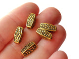 10 12mm Antique Golden Patterned Rectangle Beads Jewelry Making Beading Supplies Loose Beads Lead Free Spacer Beads