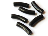 6 36mm Black Curved Tube Beads Vintage Lucite Beads Jewelry Making Beading Supplies Loose Beads Smileyboy