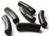 6 36mm Black Curved Tube Beads Vintage Lucite Beads Jewelry Making Beading Supplies Loose Beads Smileyboy