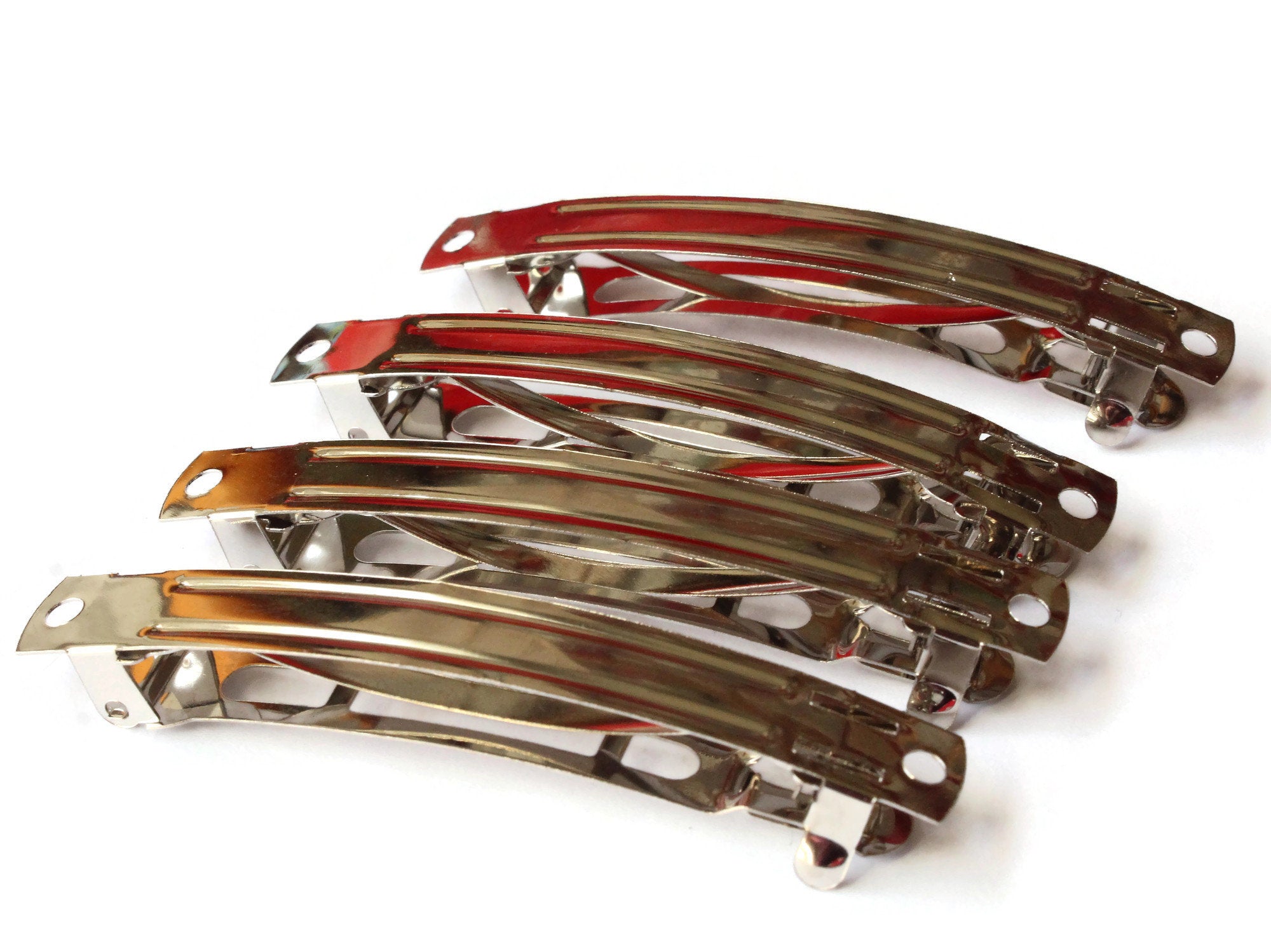 4 80mm Vintage French Barrettes - Nickel Plated Steel Hair  display picture 1