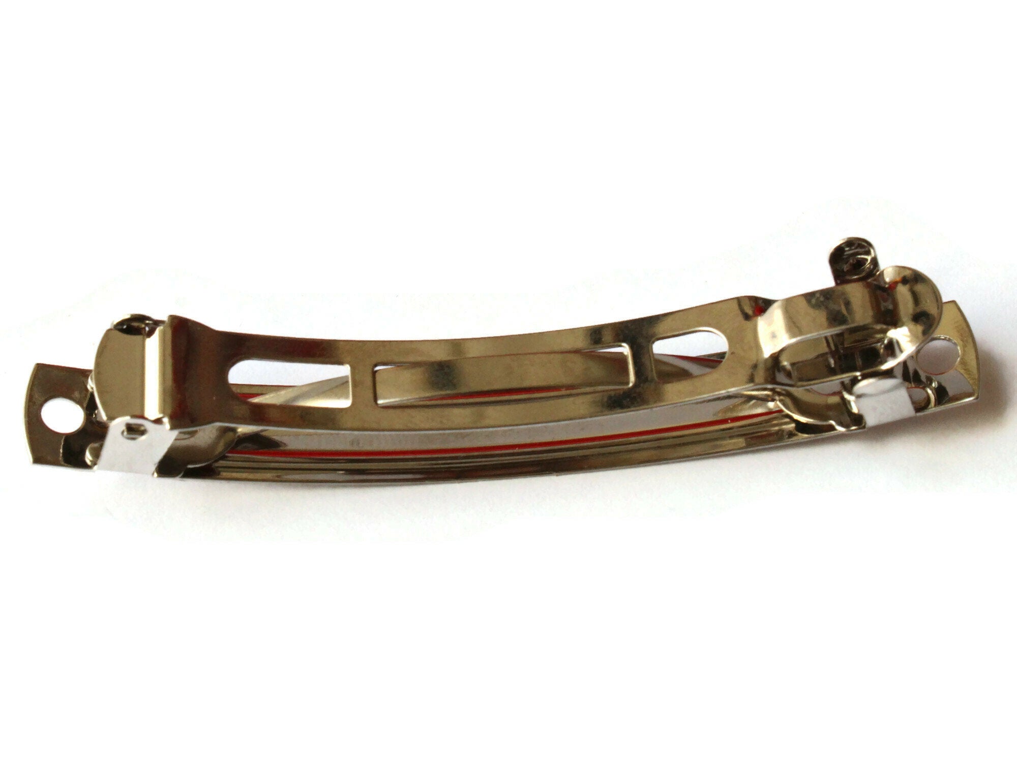 4 80mm Vintage French Barrettes - Nickel Plated Steel Hair 