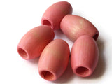 5 32mm Pink Wood Beads Barrel Beads Vintage Wood Beads Macrame Beads Jewelry Making Beading Supplies New Old Stock Beads Large Hole Bead