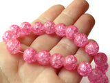 10mm Bubblegum Pink Crackle Glass Round Beads Ball Beads Sphere Beads Jewelry Making Beading Supplies Loose Beads Full Strand Smileyboy