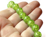 Light Green Beads Crackle Glass Beads 10mm Round Beads Smooth Round Beads Cracked Glass Beads Jewelry Making Beading Supplies Loose Beads