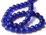 Blue Crackle Glass Beads 10mm Round Beads Cracked Glass Beads Smooth Round Beads Loose Beads Jewelry Making Beading Supplies