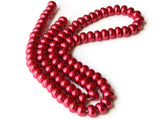 90 6mm Red Glass Pearl Beads Faux Pearls Jewelry Making Beading Supplies Rondelle Beads Saucer Beads Small Pearl Spacer Beads