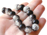 10mm Round Beads Black and Gray Glass Beads Crackle Glass Beads Smooth Round Beads Cracked Glass Beads Jewelry Making Beading Supplies