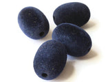 4 28mm Velvet Oval Beads Navy Blue Flocked Beads Dark Blue Acrylic Base Beads Loose Beads Jewelry Making Beading Supply