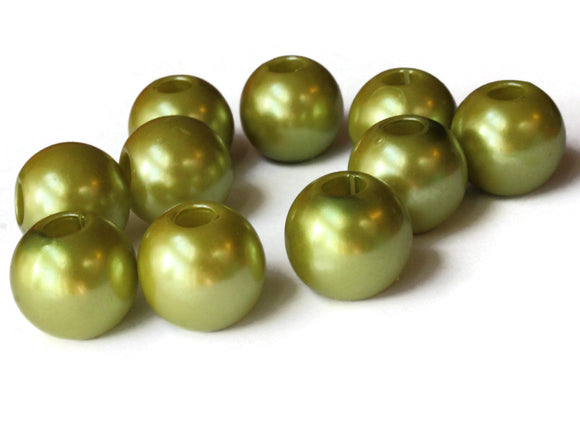 10 20mm Large Hole Pearls Light Green Pearl Beads European Beads Plastic Pearl Beads Round Pearl Beads Plastic Beads Acrylic Beads
