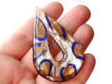 70mm Silver and Gold Foil Glass Pendant Teardrop Pendant Jewelry Making Beading Supplies
