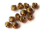 12 6.5mm Antique Golden Patterned Bicone Beads Polka Dot Beads Jewelry Making Beading Supplies Loose Beads Lead Free Spacer Beads