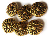 6 12mm Antique Golden Patterned Coin Beads with Rim Beads Jewelry Making Beading Supplies Loose Beads Lead Free Spacer Beads