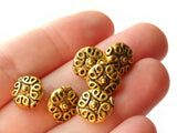 6 12mm Antique Golden Patterned Coin Beads with Rim Beads Jewelry Making Beading Supplies Loose Beads Lead Free Spacer Beads