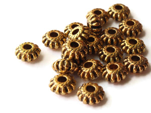 20 7.5mm Antique Golden Fluted Rondelle Beads Jewelry Making Beading Supplies Loose Beads Lead Free Spacer Beads