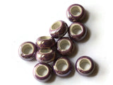 10 13mm Orchid Purple Porcelain Rondelle Beads Large Hole Glass Beads Jewelry Making Beading Supplies Loose Ceramic Beads High Luster Beads