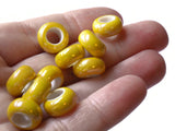 10 13mm Yellow Porcelain Rondelle Beads Large Hole Glass Beads Jewelry Making Beading Supplies Loose Ceramic Beads High Luster Beads