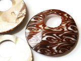 60mm Brown Swirl Printed Shell Pendant  Round Go-go Pendant Jewelry Making Beading Supplies Loose Pendant Large Focal Bead