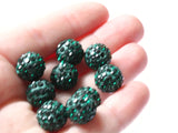 12mm Forest Green Rhinestone Beads Round Polymer Clay Sparkle Beads Shamballa Beads Pave Beads Jewelry Making and Beading Supplies