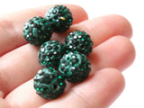 12mm Forest Green Rhinestone Beads Round Polymer Clay Sparkle Beads Shamballa Beads Pave Beads Jewelry Making and Beading Supplies