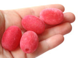 4 28mm Velvet Oval Beads Deep Pink Flocked Beads Bright PInk Acrylic Base Beads Loose Beads Jewelry Making Beading Supply