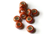 10 13mm Orange Porcelain Rondelle Beads Large Hole Glass Beads Jewelry Making Beading Supplies Loose Ceramic Beads High Luster Beads