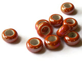 10 13mm Orange Porcelain Rondelle Beads Large Hole Glass Beads Jewelry Making Beading Supplies Loose Ceramic Beads High Luster Beads