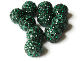 12mm Forest Green Rhinestone Beads Round Polymer Clay Sparkle Beads Shamballa Beads Pave Beads Jewelry Making and Beading Supplies