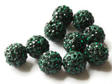 12mm Forest Green Rhinestone Beads Round Polymer Clay Sparkle Beads Shamballa Beads Pave Beads Jewelry Making and Beading Supplies