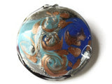 Two Tone Blue Foil Glass Pendant Round Pendant Jewelry Making Beading Supplies