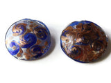 Royal Blue Foil Glass Pendant Round Pendant Jewelry Making Beading Supplies