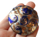 Royal Blue Foil Glass Pendant Round Pendant Jewelry Making Beading Supplies
