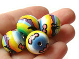 4 16mm Vintage Painted Clay Beads Round Multicolor Horse Beads Peruvian Clay Beads to String Jewelry Making Beading Supplies