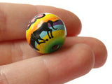 4 16mm Vintage Painted Clay Beads Round Multicolor Horse Beads Peruvian Clay Beads to String Jewelry Making Beading Supplies