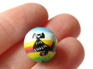 5 14mm Vintage Painted Clay Beads Round Multicolor Bird Beads Peruvian Clay Beads to String Jewelry Making Beading Supplies