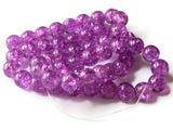 Purple Crackle Glass Beads 8mm Round Beads Jewelry Making Beading Supplies Full Strand Loose Beads Cracked Glass Beads Smooth Round Beads