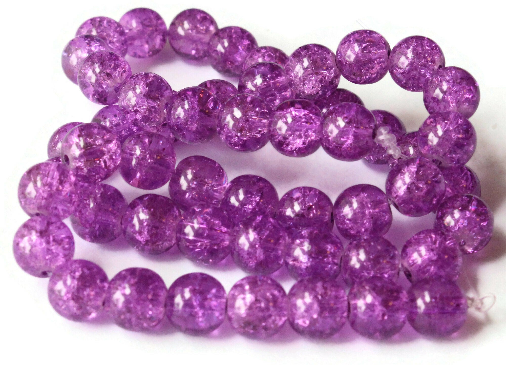 6mm Purple Glass Beads - Round Transparent Loose Beads, pkg of 60
