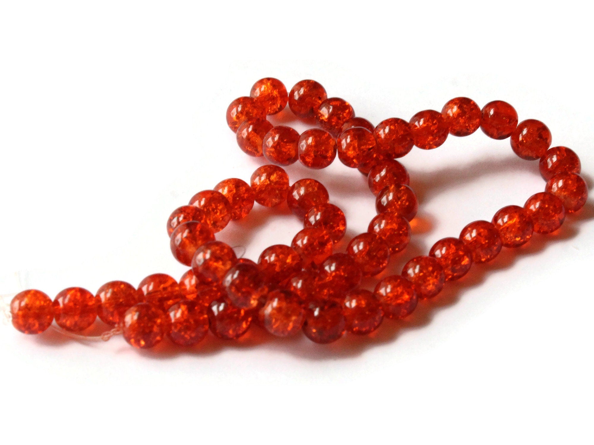 8mm Sunset Orange Round Crackle Glass Beads – Smileyboy Beads