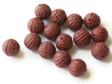 15 16mm Brown Vintage Plastic Beads Textured Round Beads Beads Jewelry Making Beading Supplies Loose Beads to String