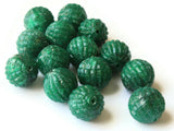 15 16mm Green Vintage Plastic Beads Textured Round Beads Beads Jewelry Making Beading Supplies Loose Beads to String